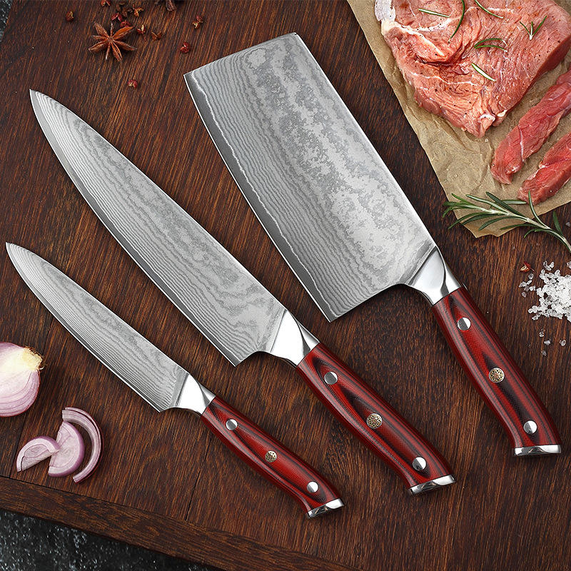 KINGWISE Classic Japanese Damascus Steel Knife Set Ultra Sharp Household Kitchen Knives From Yangjiang