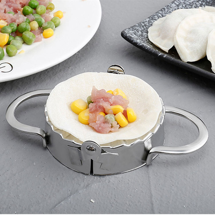 Kingwise Home and Kitchen Dough Press Stainless Steel Manual Dumpling Maker Wrapper Mould for Kitchen Accessories