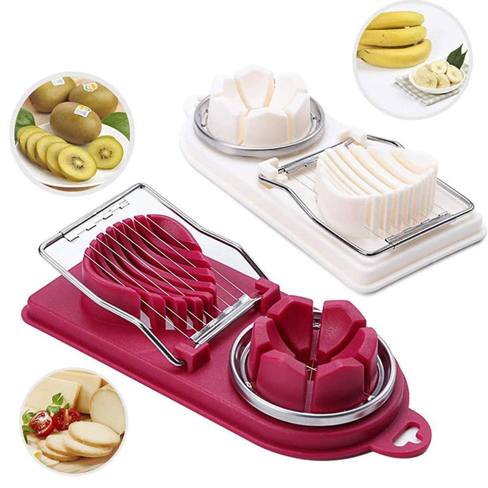 Kingwise Kitchen 2 in 1 Stainless Steel Cutting Wires Multi Purpose Vegetables Strawberry Egg Divider Egg Slicer