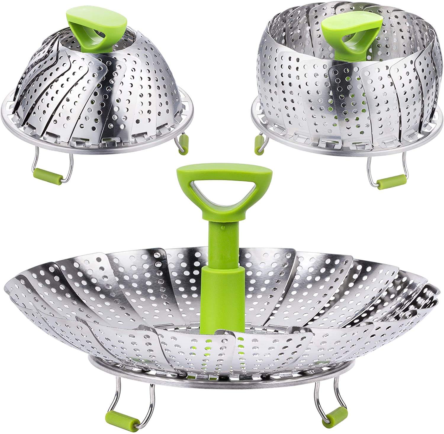 Kingwise High Quality 9 Inch Stainless Steel Steam Cooker Expandable Handle Vegetable Steamer Basket Small Kitchen Accessory