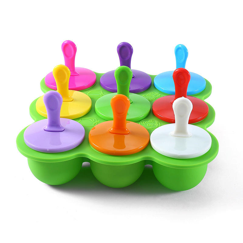 Eco-Friendly Food Grade Kingwise Round Shaped Silicone Mini Ball Ice Cream Mold with Plastic Sticks for Popsicles Ice Pops