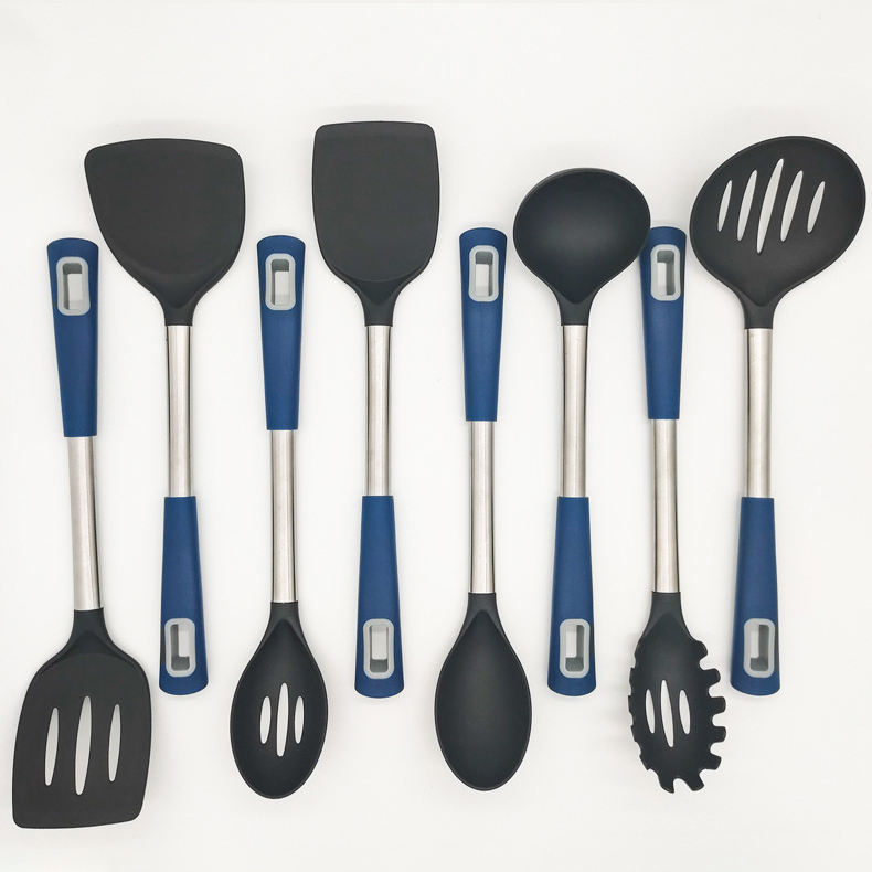 Full Set Stainless Steel Kitchen Utensils Nylon Kitchen Gadgets with Tools Including Spoons and Grater for Baking and Cooking