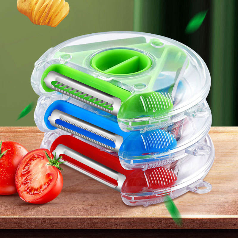 Kingwise Kitchen 3 in 1 Peeler Rotary Multi-purpose Stainless Steel Blade Peeler Potato Carrot Fruit Vegetable Peeler
