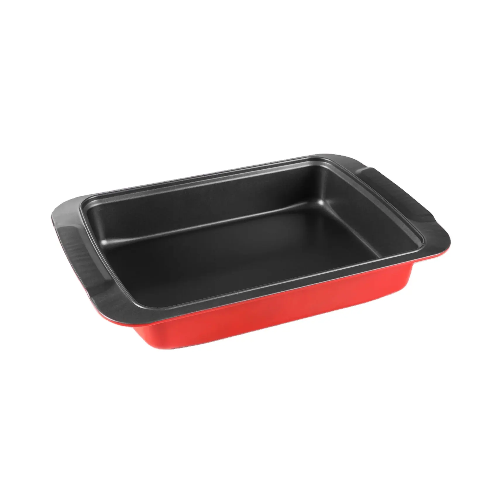 Kingwise Heavy-Duty Eco-Friendly Bread Pan Toast Cake Mold Non-Stick Carbon Steel Red Black Rectangle Shape Dishwasher Safe