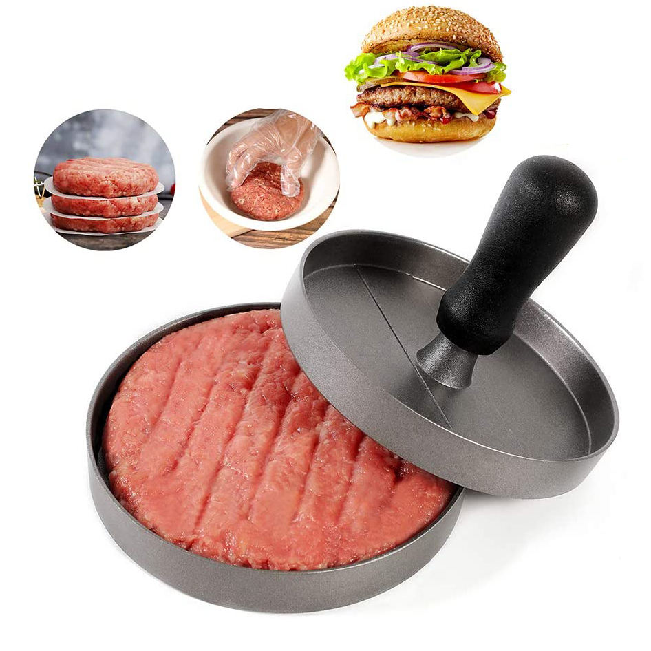 Kingwise Household Items Kitchen Aluminum Non-Stick Hamburger Press DIY Meat Beef BBQ Grill Burger Patty Mold Hamburger Maker