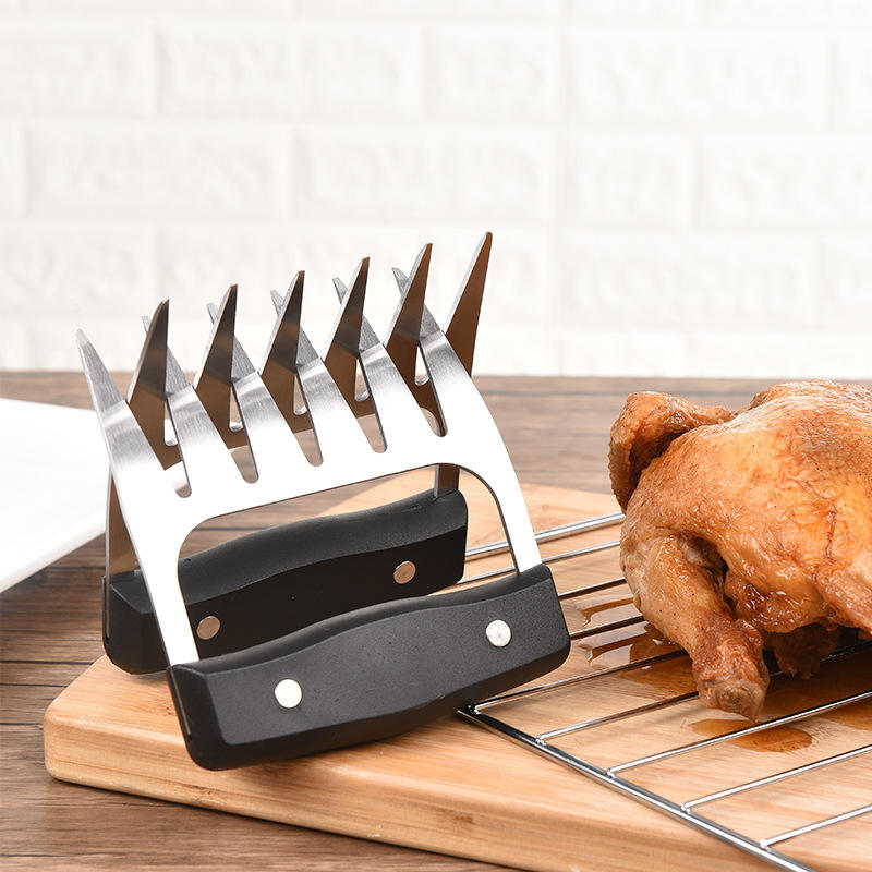 Custom Stainless Steel Metal Meat Shredding Claws Set Bear Meat Chicken Shredder with Plastic Handle for Kitchen Use BBQ Tools