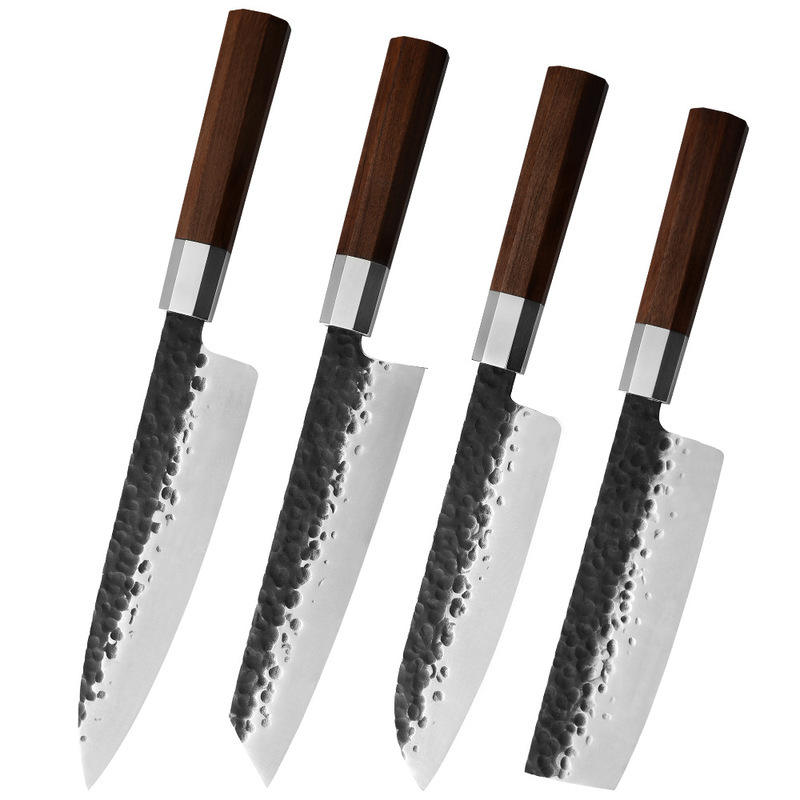 Premium Japanese Chef Kitchen Knives Set 9Cr18 Steel with Octagonal Wood Handle Professional Utility Knives 4-Piece Cooking Set