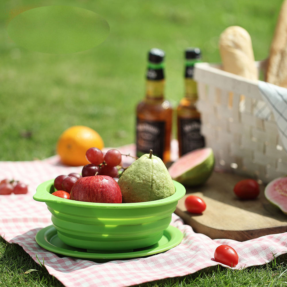 Kingwise Silicone Multipurpose Mixing Bowl Collapsible Colander Strainer Foldable Storage Bowl Kitchen Gadgets