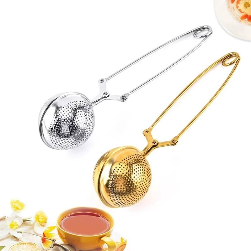 KINGWISE Portable Eco-Friendly Metal Stainless Steel Silver Snap Ball Shape Loose Herb Leaf Mesh Tea Infuser Strainer