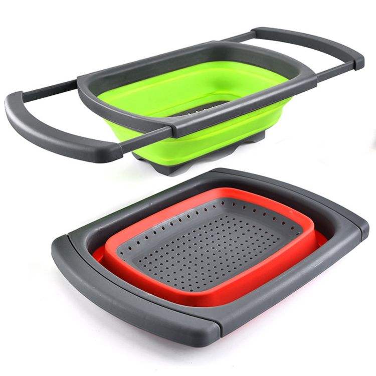 Kingwise Wholesale Custom Collapsible Colander Strainer Plastic Vegetable Fruit Wash Drain Basket with Adjustable Handle
