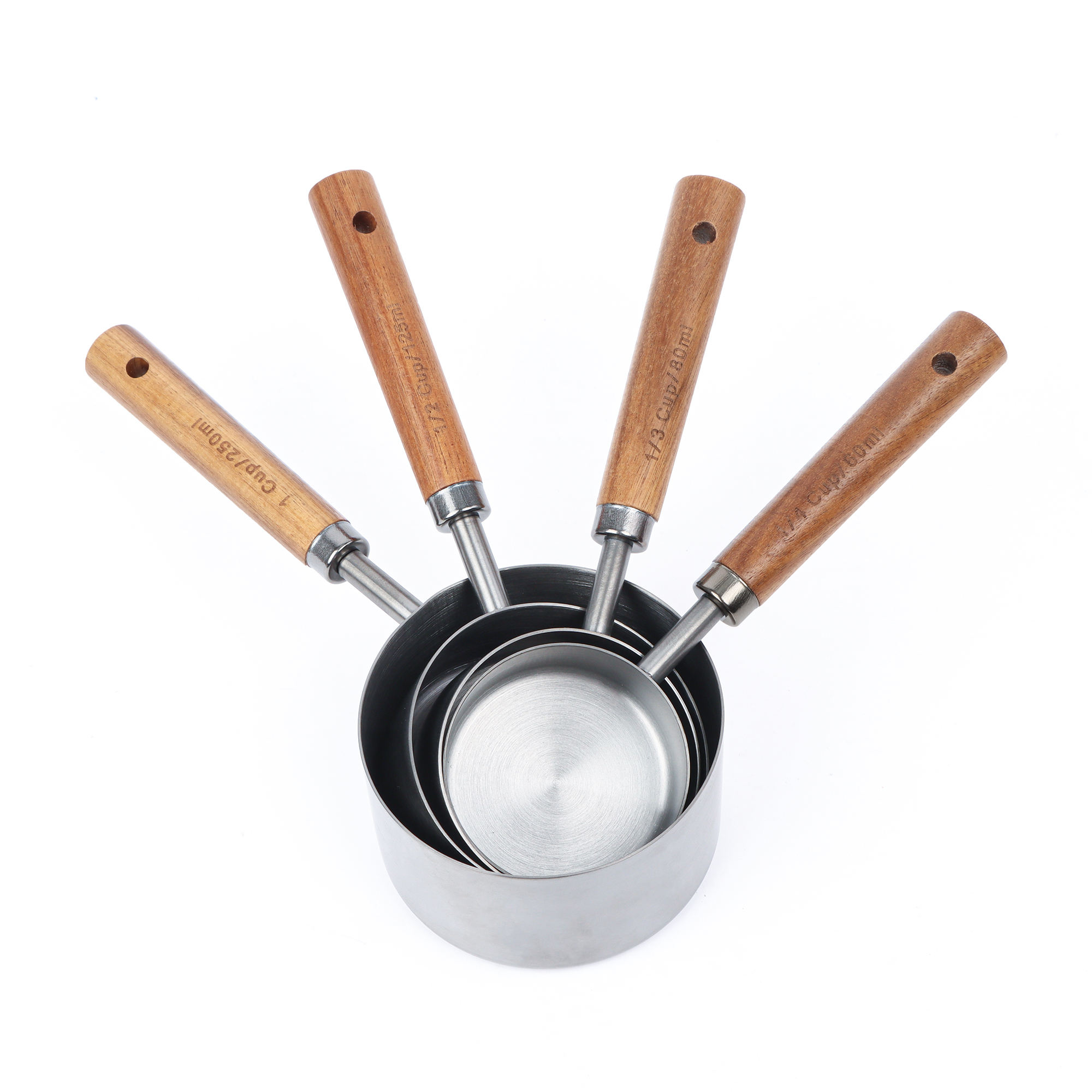 Kingwise Kitchen Products Accessories Eco-friendly Food Measuring Spoon and Cups Set Stainless Steel Black Measurement Spoons