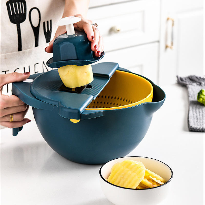 New 9 in 1 Vegetable Chopper Bowl and Colander Set Ful Lstar Cutting Tool Fruit Vegetable Chopper Machine Vegetable Cutter