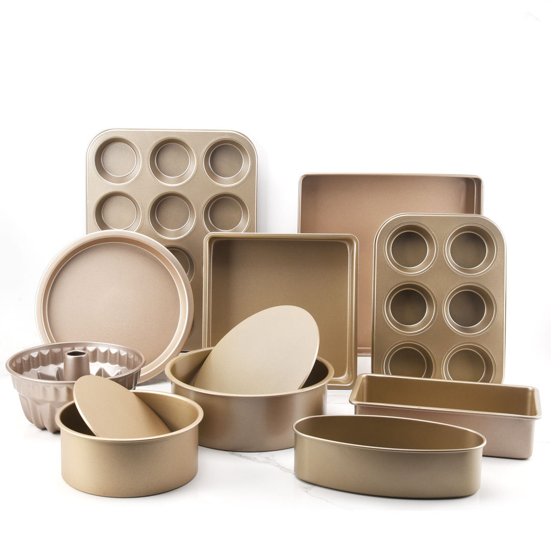 KINGWISE Non Stick Metal Cake Decorating Supplies Baking Accessories Carbon Steel Pizza Pie Loaf Muffin Bunt Cake Pan Set