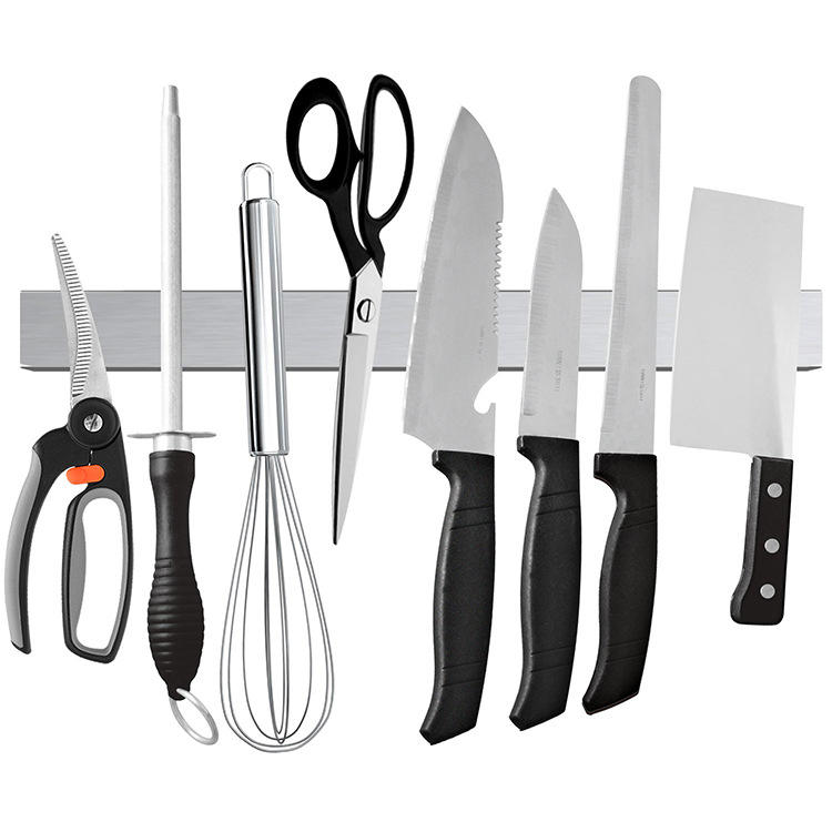 Kingwise High Quality Eco-Friendly 10-Piece Multi-Functional 14/16/18 Inch Magnetic Knife Holder Wall Mounted Stainless Steel