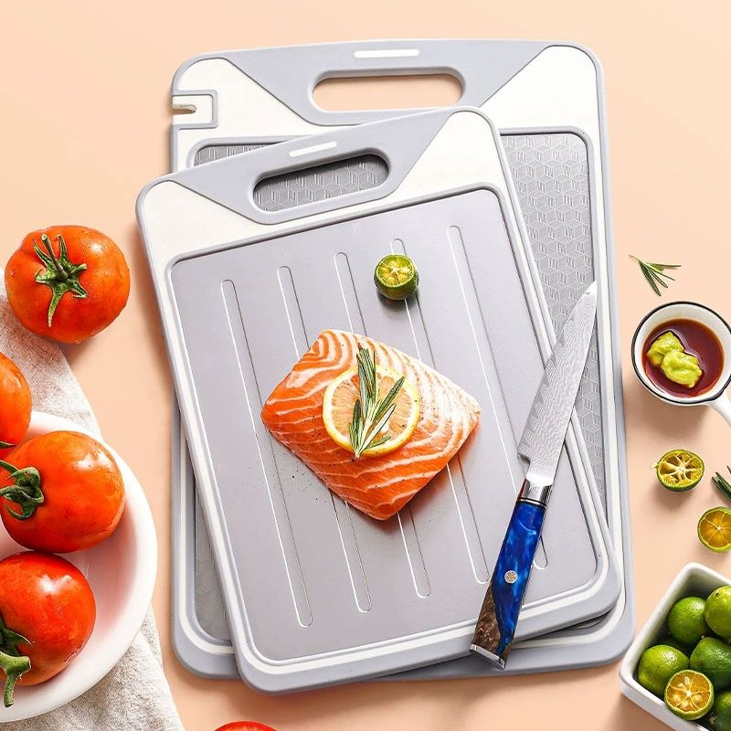 Stainless Steel Cutting Board Double-side Cutting Board with Defrosting Function Chopping Board with Knife Sharpener