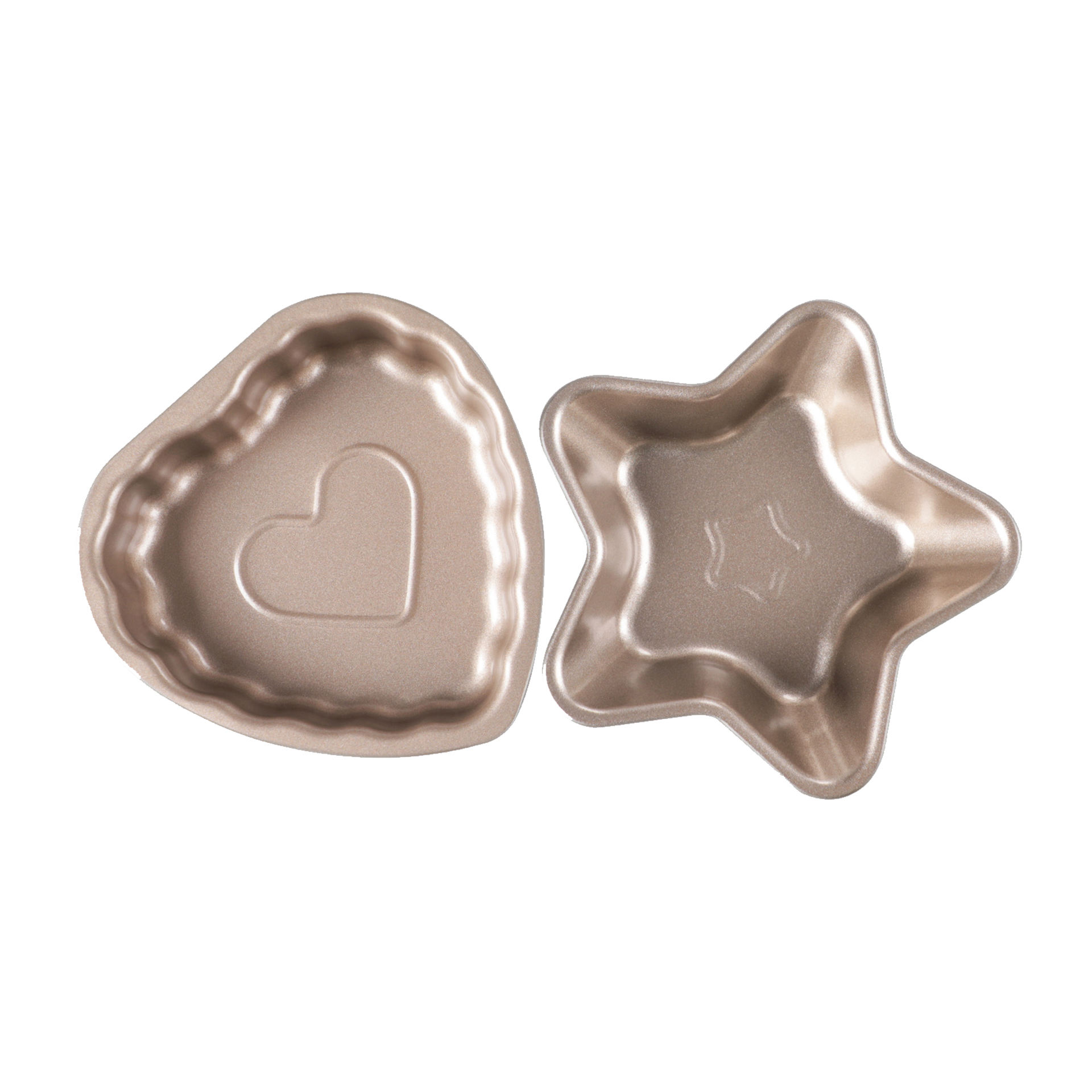 Kingwise Golden Cartoon Small Cake Mould Nonstick Stainless Steel Eco-Friendly Dishwasher Safe Baking Tools Heart Star Shaped