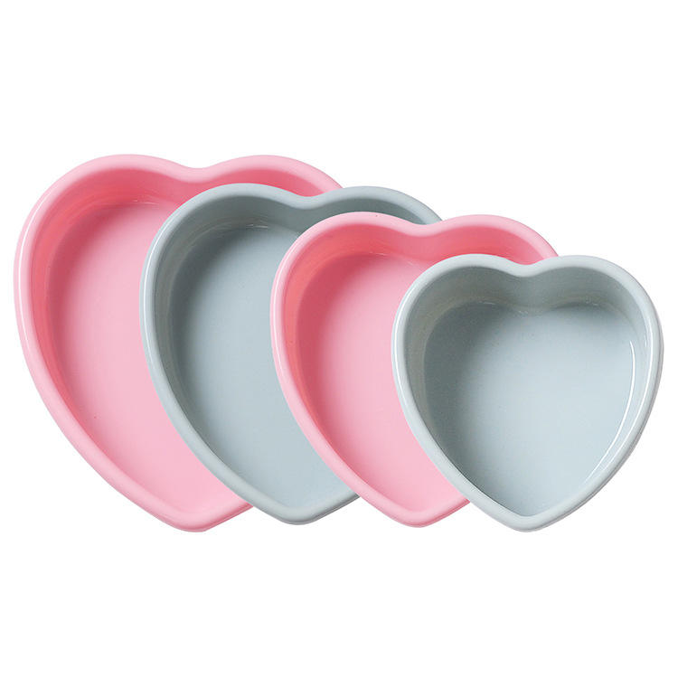 Kingwise Wholesale High Quality 4-Pcs Heart-Shaped Eco-Friendly Silicone Oven Safe Cake Molds Custom Mold Set