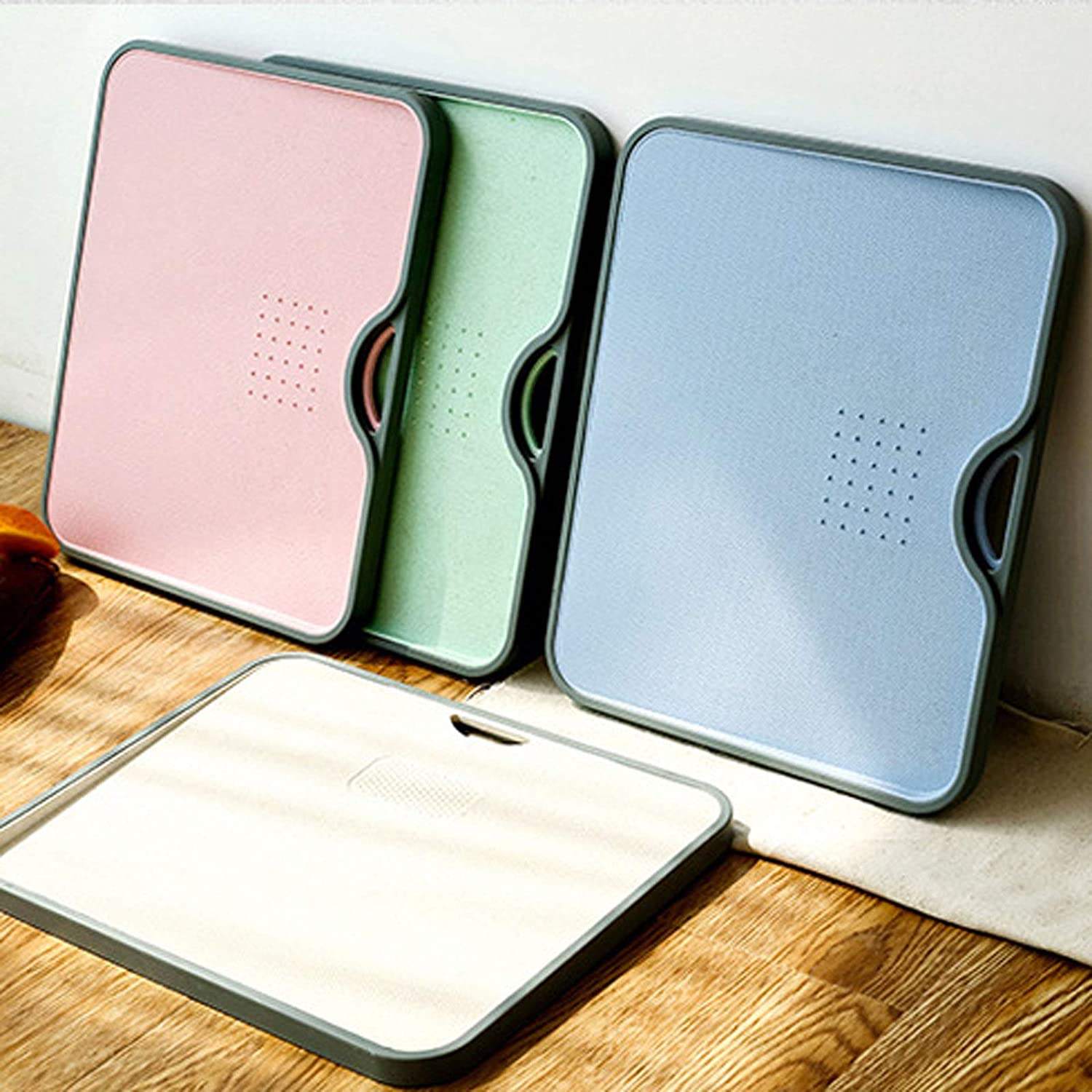 Kingwise Household Items Kitchen Wheat Straw Chopping Board Multi Functional Plastic Vegetables Kitchen Ripple  Cutting Board