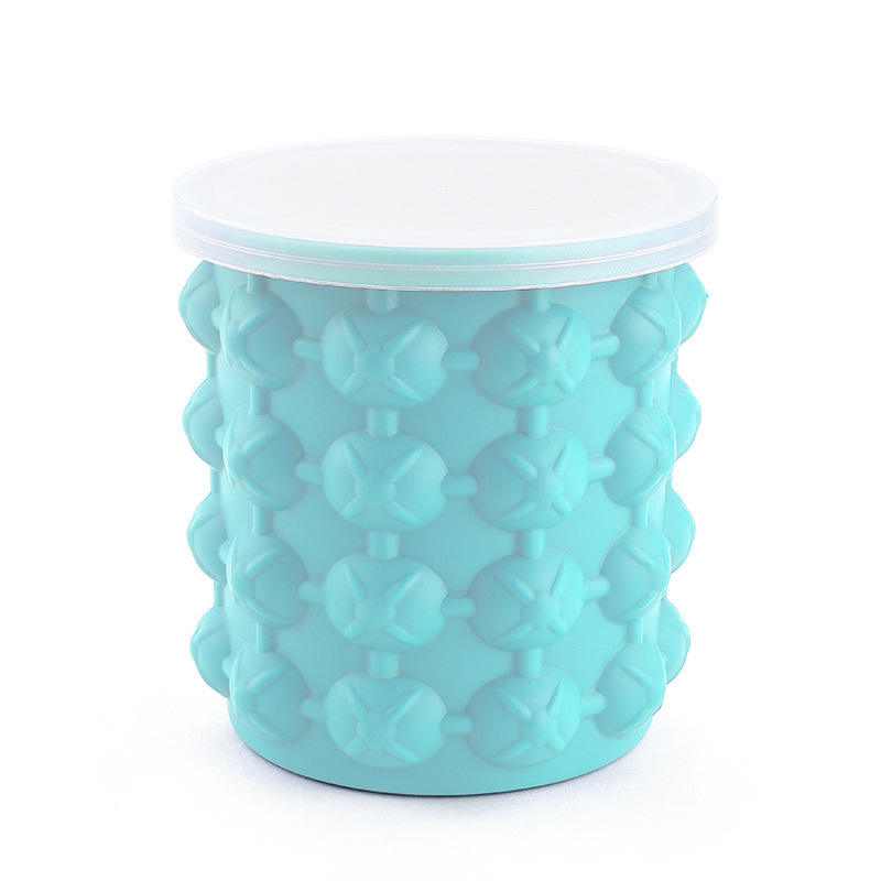 Home Kitchen Gadgets Small Size 600ml Beverage Drinks  Silicone Ice Maker Round Champagne Plastic Ice Buckets With Lid