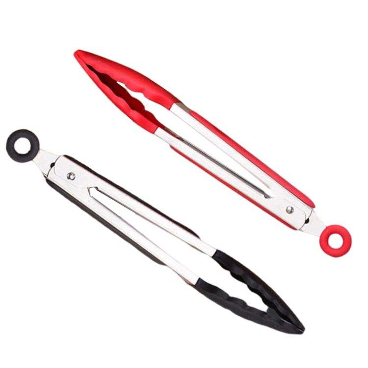 Kingwise 8-Inch Stainless Steel Kitchen Tongs Silicone Cooking Clip Clamp BBQ Grill Accessories Premium Utensils