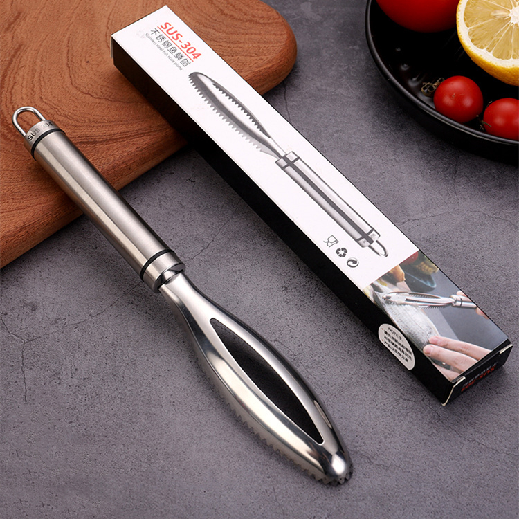 Kingwise Stainless Steel Grater Home Kitchen Gadgets Fish Scales Planing Brush Scraper Utensil for Kitchen Use