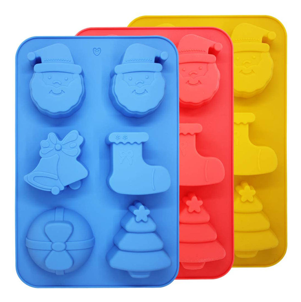 Kingwise Handmade Christmas Tree Silicone Mold Santa Claus Shape for Pudding Candy Ice Cube Cake Tools DIY Decor Soap Food Bag