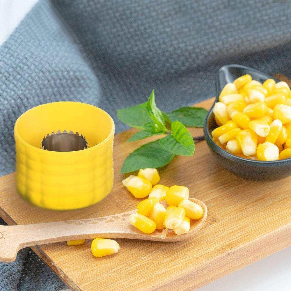 KINGWISE New Style Yellow Corn Stripper Peeler Set Household Kitchen Gadget Plastic PP Vegetable Cob Remover Cutter