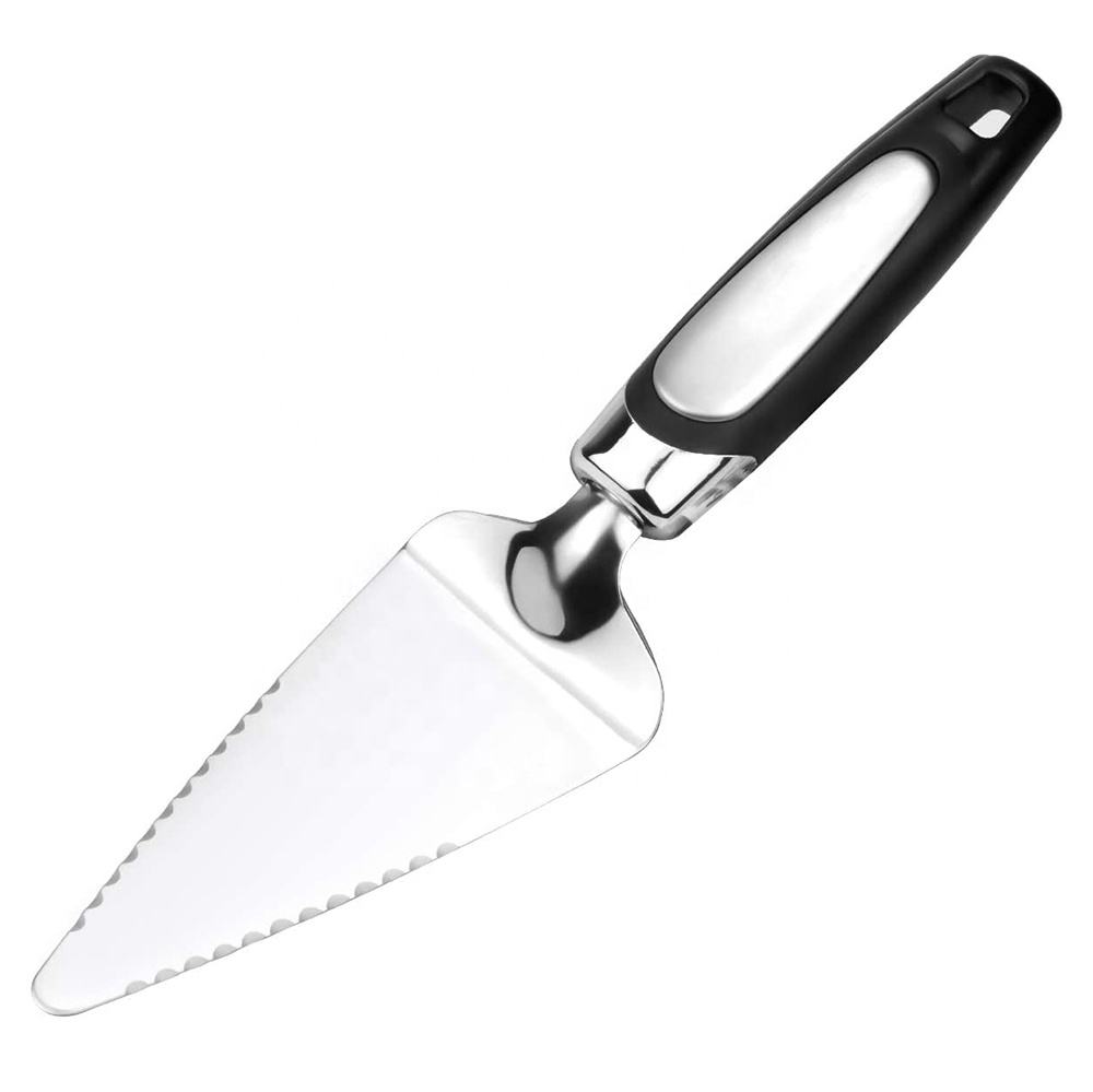 Kingwise Professional Stainless Steel Pastry Pizza Slice Cutter Non-Slip Handle Cake Server with Non-Stick Pizza Shovel Black