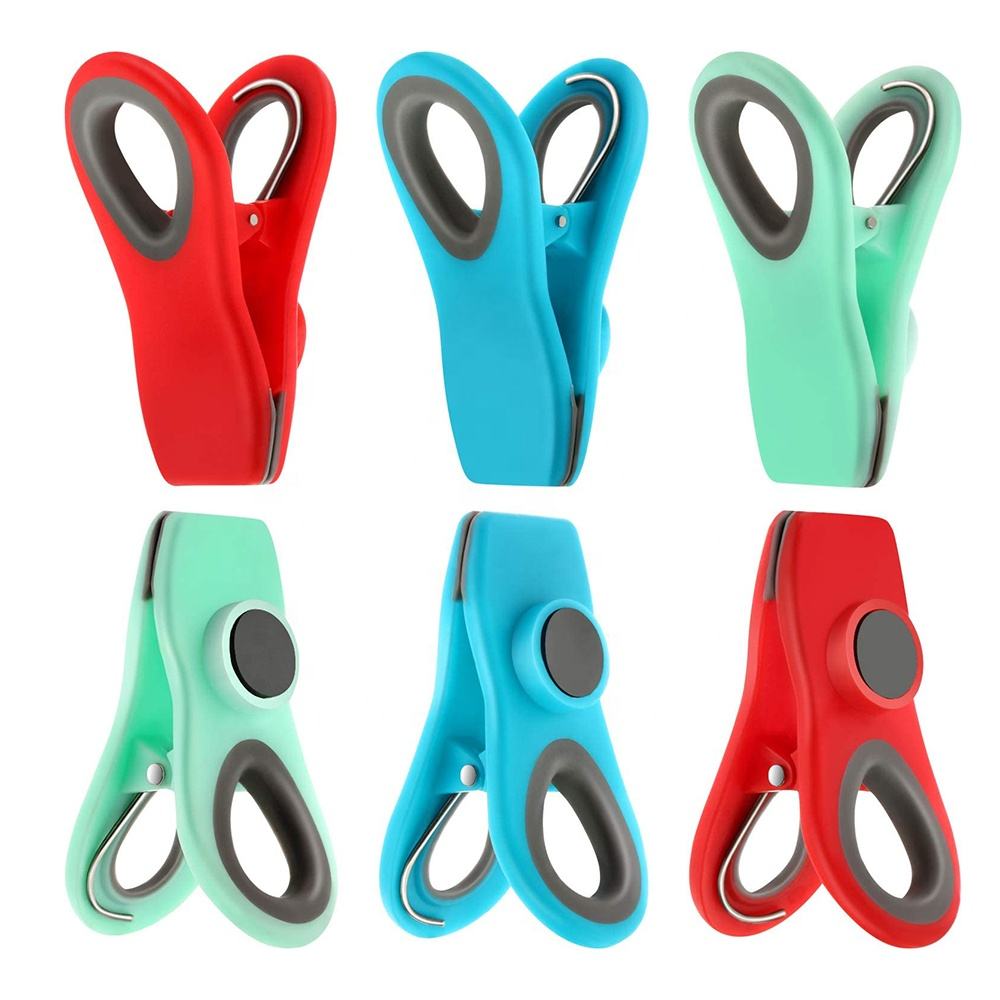 KINGWISE Durable Colored Plastic Prodigy Magnetic Bag Sealing Chip Clips Dampproof Sealing Clamps Food Storage Kitchen Savers