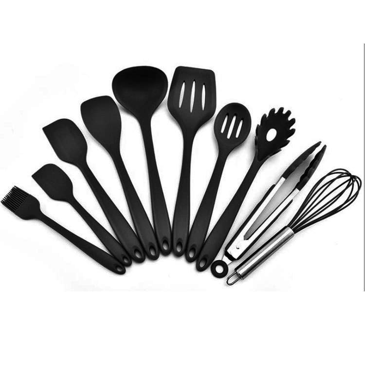 Kingwise Home Kitchen 10 PCS Heat Resistant Silicone Spatula Tools Household Non Stick Silicone Cooking Utensils Set