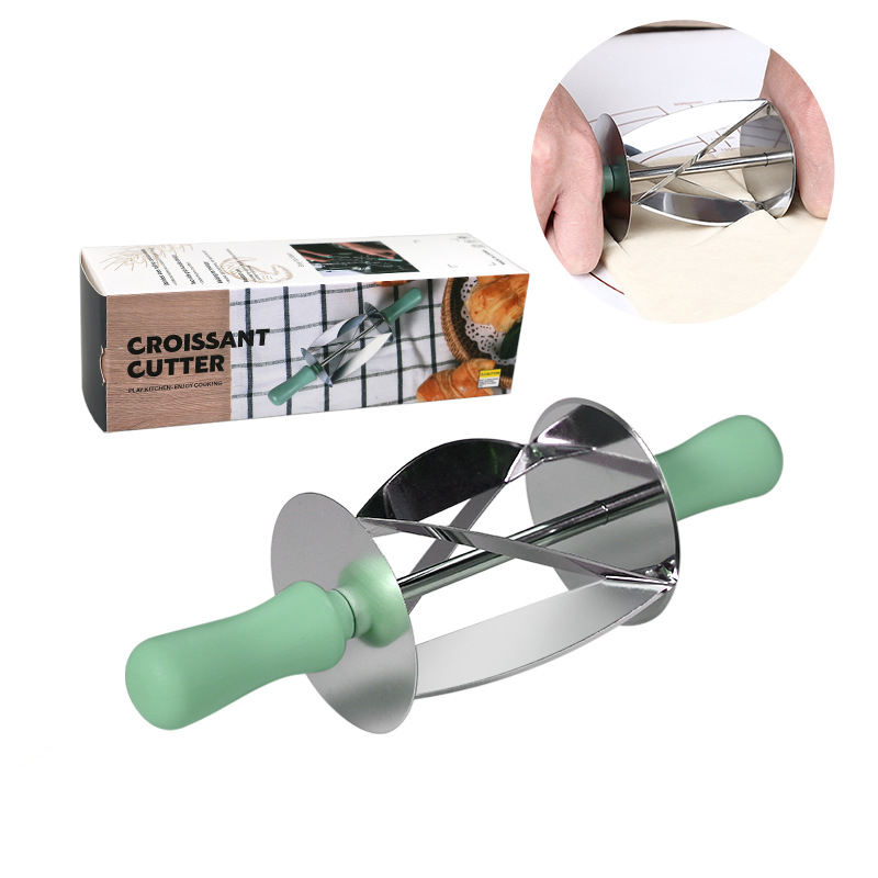 2025 New Product Baking Tool Stainless Steel Roller Cutter Croissant Cutter With PP Handle