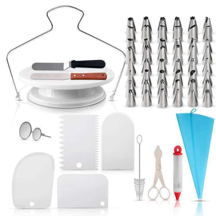 Kingwise High Quality 73 Pcs Silicone Cake Decorating Tools Eco-Friendly Dishwasher Safe Baking Rotating Turntable Russian
