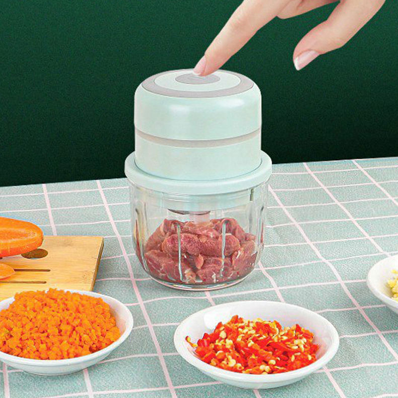 Kingwise Stainless Steel Garlic Press Electric 2-in-1 Kitchen Vegetable & Meat Crusher USB Charged Ginger Crusher Press Easy Use