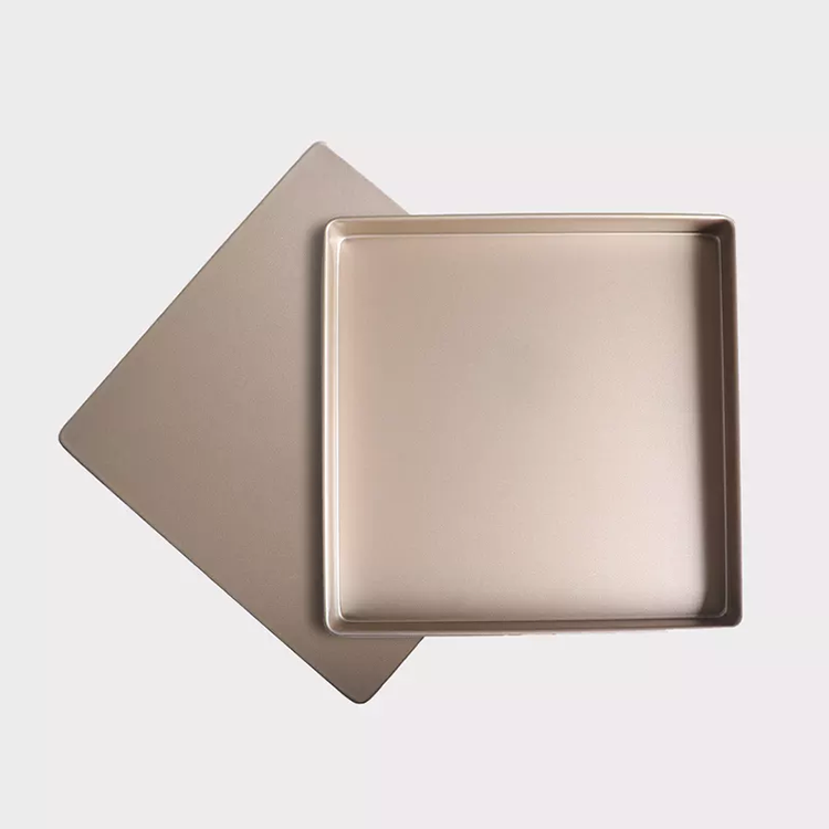 9 Inch Golden Nonstick Square Baking Sheet Pan Trays Carbon Steel Cake Tools Pie Bread Biscuit Snowflake Roll Pastry Cake Metal
