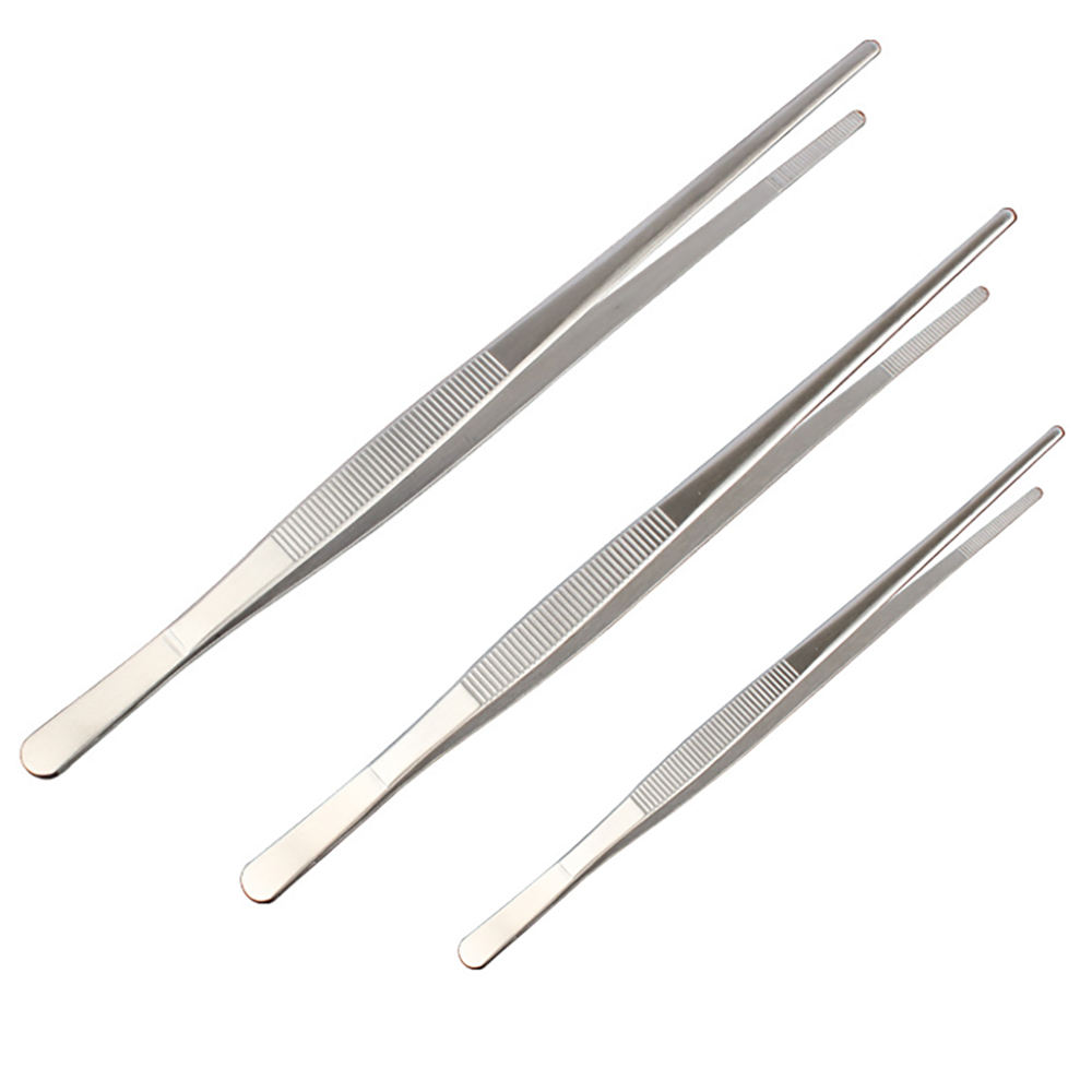 Kingwise Accessories BBQ Stainless Steel Chef Cocktail Food Tweezers Tong Sets Serrated Tips Dishwasher & Freezer Safe