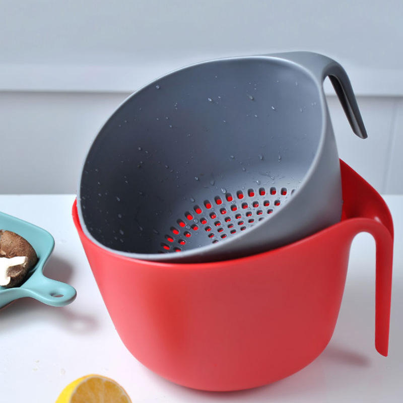 Kingwise Eco-Friendly Dishwasher Safe Home Kitchen Vegetable Fruit Washing Double Drain Basket Plastic Salad Mixing Colander