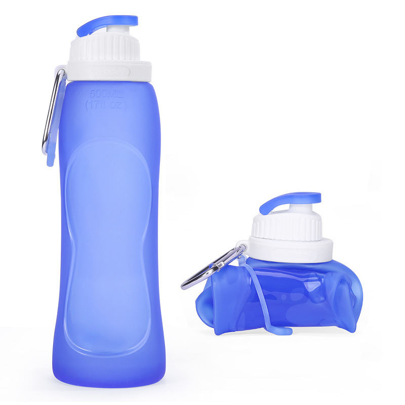 KINGWISE High Quality Gym Sport Water Bottle 500ml pp Collapsible Bottle Water Silicone Sport Plastic Sport Water Bottle