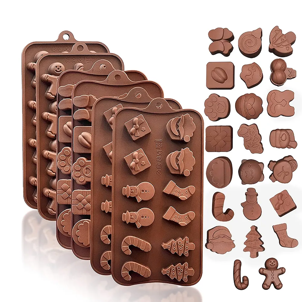 KINGWISE Small Gingerbread Baking Molds Cake Toppers Ice Cubes Jello DIY Candles Christmas Silicone Chocolate Candy Molds