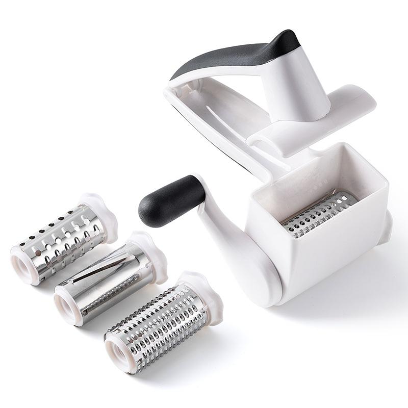 Kitchen Gadgets Manual Cheese Vegetable Shredder Tabletop Drum Grater 3 in 1 Hand Crank Rotary Cheese Grater With Handle