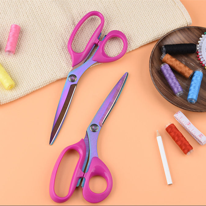 KINGWISE 9.5 Inch Titanium Coated Forged Stainless Steel Kitchen Scissors Professional Heavy Duty Multi-Purpose Sewing Shears
