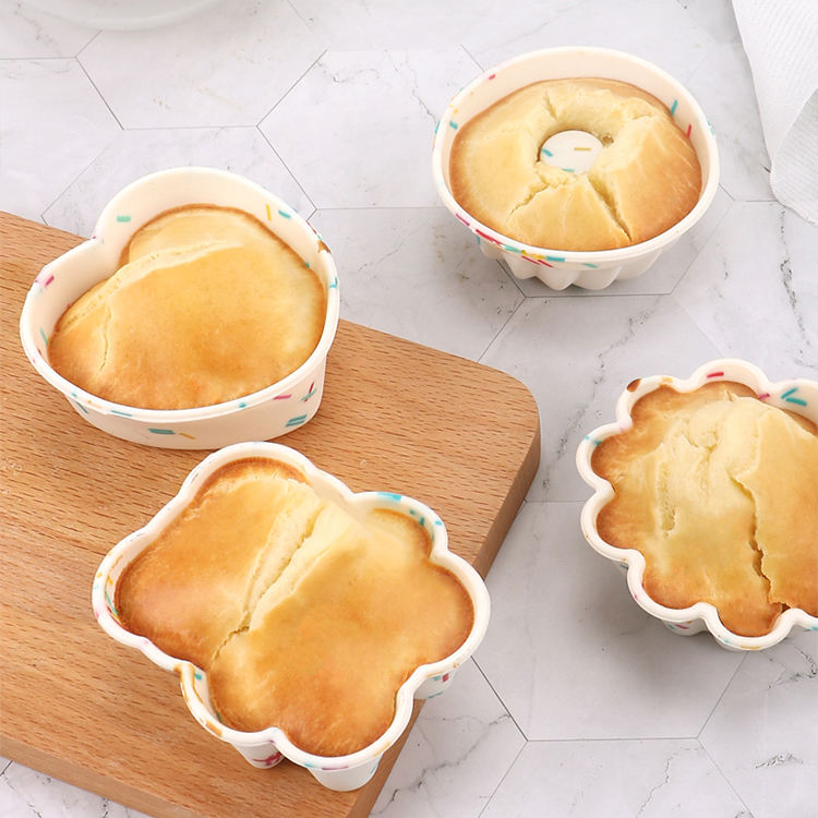 Kingwise 4 PCS Set Mini Star-Shaped Muffin Pan Reusable Silicone Cupcake Mold Small Baking Cups Truffle Cake Pan Cake Tool
