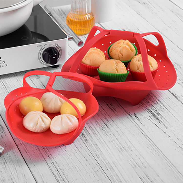 Kingwise Wholesale Portable Silicone Gas Stove Compatible 1L Capacity Food Steamer Basket for Vegetable Dim Sum Kitchen