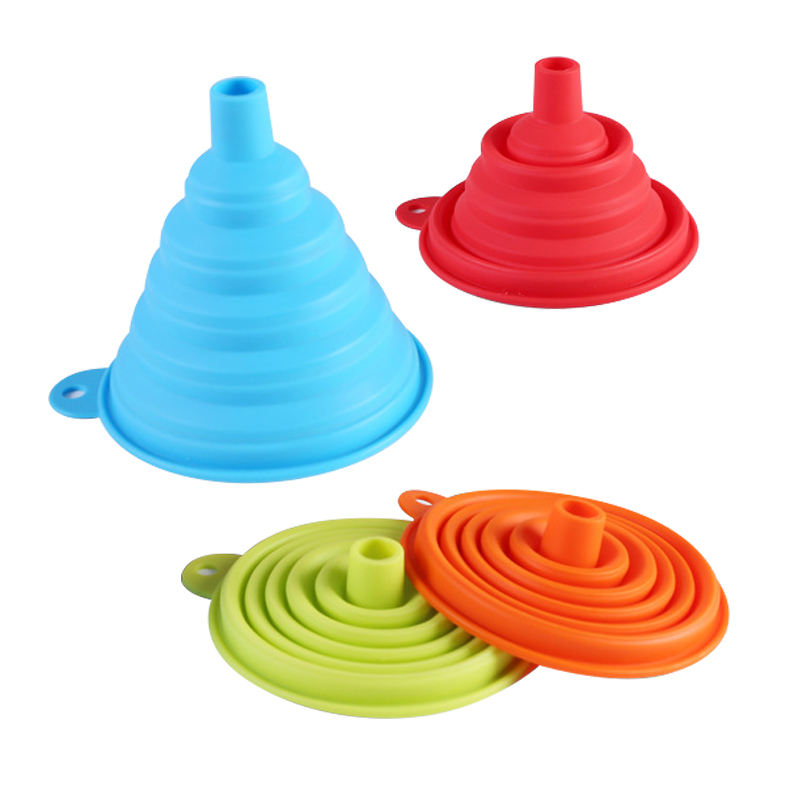 Kingwise Large Silicone Collapsible Funnel Foldable Wide-Mouth Kitchen Gadget Set for Canning Jars and Oil Liquid Pouring