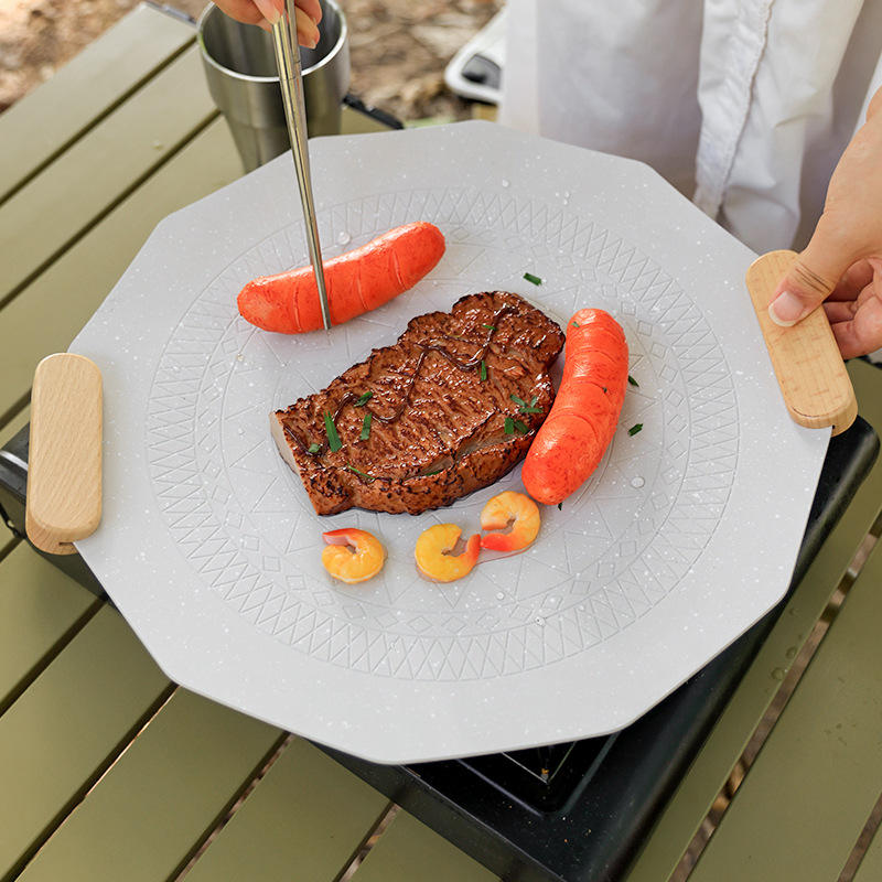 Kingwise Maifanstone Non-Stick Gas Stove Grill Pan with Multi-Layer Coating for Indoor BBQ and Camping