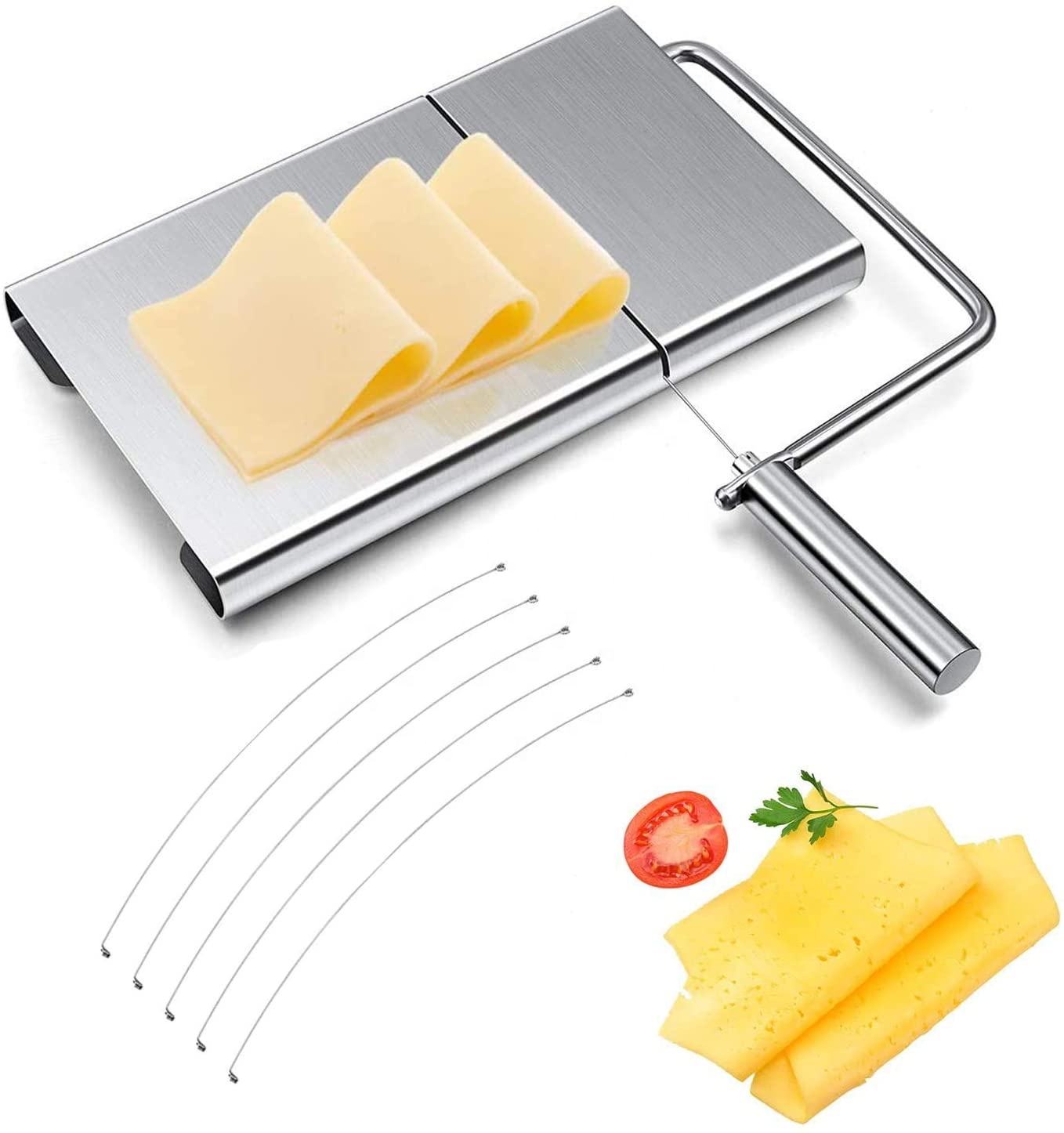 Kingwise High Quality Cheese Tools Stainless Steel Wire Cheese Butter Slicer Board Kitchen Tool for Chocolate Food Mill Cheese