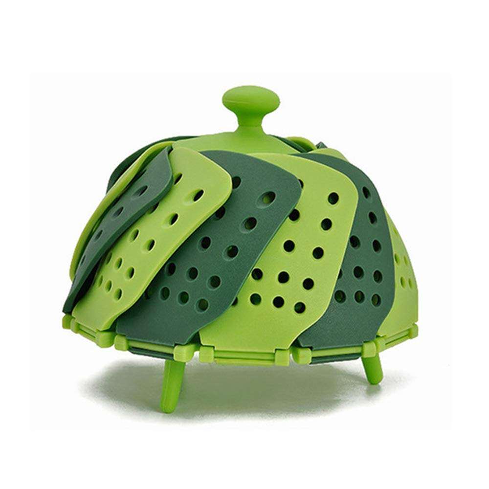 Customizable Logo Household Kitchen Portable Plastic Food Steamer Multi-Functional Folding Silicone Vegetable Steamer Basket