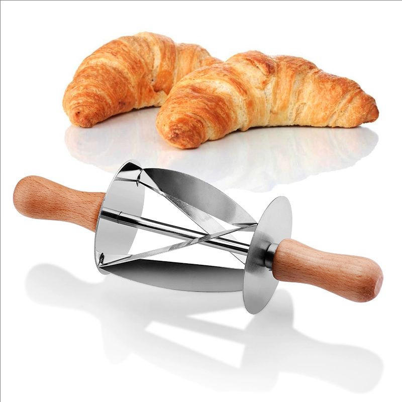 Best Seller Home Products 2025 Dough Cutter Roller Croissant Dough Cutter With Wood Handle