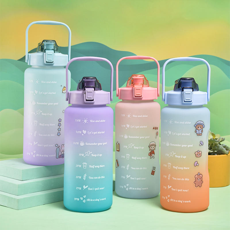 Kingwise 2L Eco-Friendly Sports Water Bottle with Tea Infuser Back to School Custom Water Jug with Time Marker Dishwasher Safe