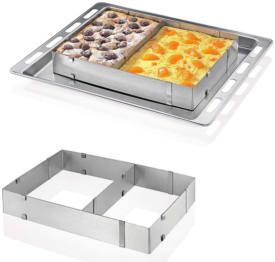 Kingwise Stainless Steel Adjustable Retractable Rectangular Mousse Ring Cake Mold Kitchen Tools Gadgets Square Baking Tools