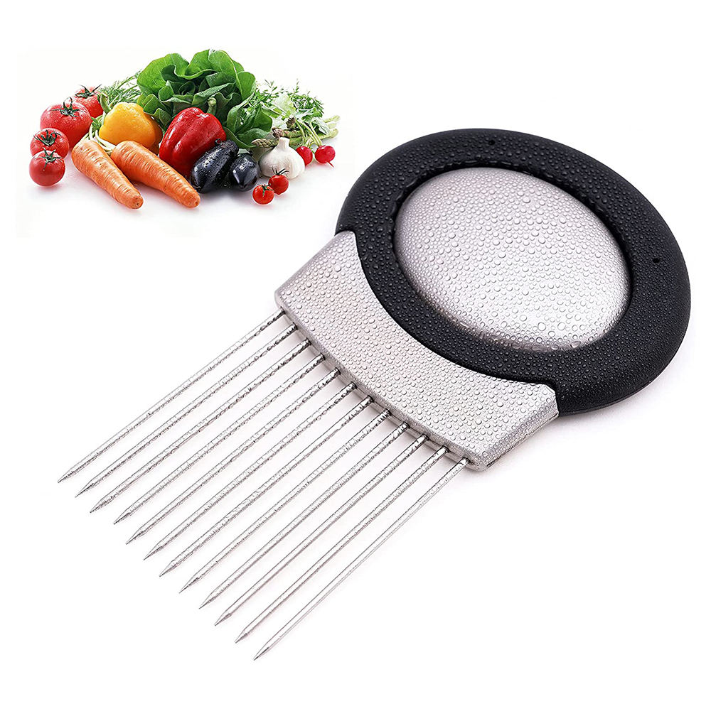 Kingwise New Stainless Steel Gadget Tool Kitchen Accessories Cutting Soap Pine Onion Holder Plug Versatile Vegetable Tools